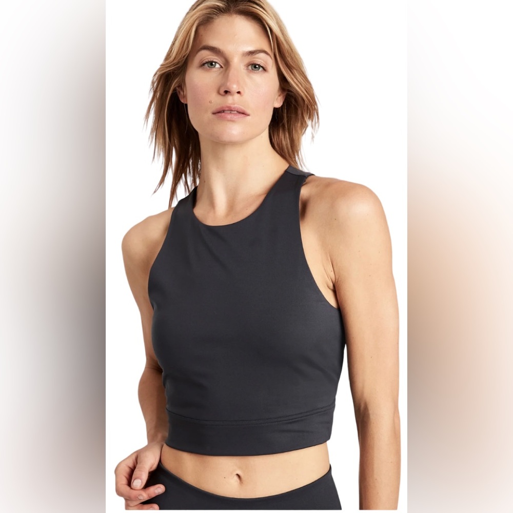 Banana Republic Gray Cropped Workout Tank Running Yoga Top Women Size Medium